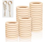 Ysimple 36Pcs Wooden Rings for Crafts, 60mm Unfinished Wooden Hoops, Natural Wood Loops Ring for DIY Craft Jewellery Pendant Connectors, Jewellery Making, Home Decor