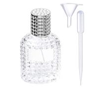 Ysimple 50ml Travel Perfume Glass Spray Bottle,Pineapple Refillable Perfume Atomiser,Square Grids Portable Clear Travel Refillable Perfume Glass Empty Bottle (silver)