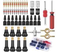 Ysimple 61pcs Car Tyre Valve Removal Tool Set, Tyre Valve Core Removal Tool for Bike Car with Snap-in Valve Stems and Cores,Tyre Valve Repair Kit Dust Caps for Car Tyres Truck Motorcycle Bicycle