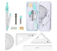 Ysimple Maths Set, Geometry Set for Students, Includes Compasses, Lead, Rubber, Sharpener, Protractor, Triangles, Ruler and Carrying Box for Class Supplies and School (Blue)
