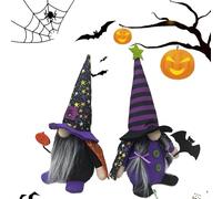 YSINOBEAR Halloween Gnome Decorations,Handmade Pumpkin Face Hats Swedish Tomte Nordic Plush Elf Doll Adorable Gnome,Stuffed gnomes for Halloween Home Decor Table Decorations Gifts (2pcs-E)