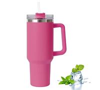YsinoBear Tumblers Cup Straw, Lid and Handle,40oz/1200ml Stainless Steel Coffee Travel Insulated Cup Mug,Leak Proof Vacuum Insulated Water Bottle Hot Iced Drink, High Capacity Travel Mug, Rose Red