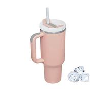YsinoBear Tumblers Cup w/ Straw, Lid & Handle,40oz/1200ml Stainless Steel Coffee Travel Insulated Cup Mug,Leak Proof Vacuum Insulated Water Bottle Hot Iced Drink, High Capacity Travel Mug (Pink/A)