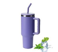 YsinoBear Tumblers Cup w/ Straw, Lid & Handle,40oz/1200ml Stainless Steel Coffee Travel Insulated Cup Mug,Leak Proof Vacuum Insulated Water Bottle Hot Iced Drink High Capacity Travel Mug, Purple/B