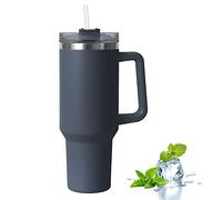 YsinoBear Tumblers Cup with Straw, Lid and Handle, 40oz/1200ml Stainless Steel Coffee Travel Insulated Mug, Leak Proof Vacuum Water Bottle for Hot Iced Drink, High Capacity Gray