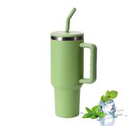 YsinoBear Tumblers Cup with Straw, Lid and Handle, 40oz/1200ml Stainless Steel Coffee Travel Insulated Mug, Leak Proof Vacuum Water Bottle for Hot Iced Drink, High Capacity Green/B