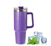 YSINOBEAR Tumblers Cup with Straw, Lid and Handle, 40oz/1200ml Stainless Steel Coffee Travel Insulated Mug, Leak Proof Vacuum Water Bottle for Hot Iced Drink, High Capacity