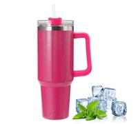 YSINOBEAR Tumblers Cup with Straw, Lid and Handle, 40oz/1200ml Stainless Steel Coffee Travel Insulated Mug, Leak Proof Vacuum Water Bottle for Hot Iced Drink, High Capacity