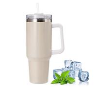 YSINOBEAR Tumblers Cup with Straw, Lid and Handle, 40oz/1200ml Stainless Steel Coffee Travel Insulated Mug, Leak Proof Vacuum Water Bottle for Hot Iced Drink, High Capacity