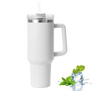 YsinoBear Tumblers Cup with Straw, Lid and Handle,40oz/1200ml Stainless Steel Coffee Travel Insulated Mug,Leak Proof Vacuum Water Bottle for Hot Iced Drink, High Capacity Mug (White)
