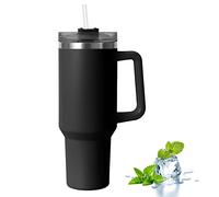 YsinoBear Tumblers Cup with Straw, Lid and Handle,40oz/1200ml Stainless Steel Coffee Travel Insulated Mug,Leak Proof Vacuum Water Bottle for Hot Iced Drink, High Capacity Mug Black