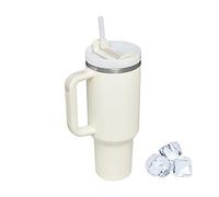 YsinoBear Tumblers Cup with Straw, Lid & Handle,40oz/1200ml Stainless Steel Coffee Travel Insulated Cup Mug,Leak Proof Vacuum Insulated Water Bottle Hot Iced Drink, High Capacity Travel Mug (White/A)