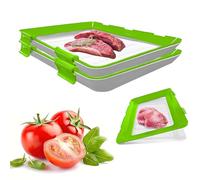 YSINOBEAR Vacuum Fresh Storage Tray,Reusable Creative Food Storage Container, 12x8.6 Stackable Food Preservation Tray with Elastic Lid with Buckle for Vegetable Fruit Meat Fish (2pcs/B)