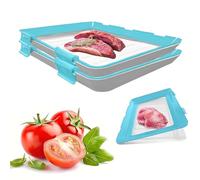 YSINOBEAR Vacuum Fresh Storage Tray,Reusable Creative Food Storage Container, 12x8.6 Stackable Food Preservation Tray with Elastic Lid with Buckle for Vegetable Fruit Meat Fish (2pcs/C)