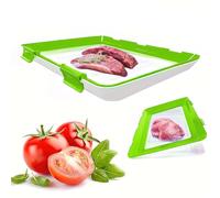 YSINOBEAR Vacuum Fresh Storage Tray,Reusable Creative Food Storage Container, 12x8.6 Stackable Food Preservation Tray with Elastic Lid with Buckle for Vegetable Fruit Meat Fish (1pc/B)