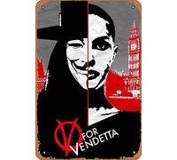 Ysirseu V for Vendetta Artwork | Guy Fawkes Split Face Vintage Coffee Wall Coffee Bar Decor 12x18 Inch Tin Sign Wall Decoration