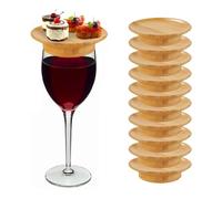 Ysislybin 10 Pieces Wine Glass Charcuterie Topper, Charcuterie Board Topper, Wine Glass Topper Wood, Round Wine Glass Topper Plate Wine Glass Charcuterie Topper Set for Desserts Drinks Party