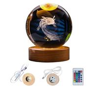 Ysislybin Axolotl Crystal Ball, 3D Crystal Ball Lamp with Wooden Base, 16 Color Night Light for Bed Room Decor Boys Girls, Paperweight Display Sculpture Home Decor Gifts & Keepsakes for Women Friends
