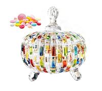 Ysislybin Candy Jars, 685 ml Glass Candy Jars with Lid Hand Painted Colorful Woven Glass Crystal Candy Box for Party Wedding Birthday Christmas Anniversary Valentine's Day Home Decoration