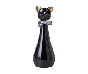 Ysislybin Cat Urn, 9.5 x 9.5 x 25.5 cm Black Cat Urn with Bow-Style Collar 550 ml Ceramic Pet Urns to Remember Your Beloved Pet Memorial Gift for Animal Lovers Pet Urns for Dogs Ashes