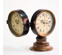 Ysislybin European Retro Double-Sided Desk Clock, Vintage Roman Double Face Round Table Clocks, Silent Non Ticking Roman Retro Art Desk Clock for Living Room Bedroom Office Home Decoration