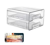 Ysislybin Fridge Organisers, Cold Cuts Boxes for Refrigerator with Drainage Net Pet Plastic Refrigerator Organizer Drawer Two-Layer Pull-Out Stackable Transparent Kitchen Cabinet Organizer