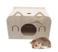 Ysislybin Hedgehog House, 35 x 25 x 26 cm Large Removable Wooden Hedgehog Houses for Garden with Rat Flap Ventilation Window and Floor for Hedgehogs or Guinea Pigs for Shelter and Hibernation