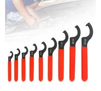 Ysislybin Hook Wrench, 9 Pieces Coilover Spanner Wrench Set with Non-Slip Rubber Handle Adjustable Coilover Wrench Hook Shock Spanners Made of High-Carbon Steel for Suspension System