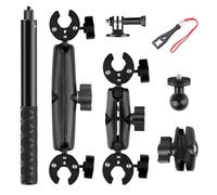 Ysislybin Motorcycle Camera Mount Kit, Bicycle Handlebar Selfie Stick with Dual Super Clamps, Action Camera Mounts Adjustable Action Cam Bracket for Insta360 X4 X3 X2 ONE RS Action Camera Accessories