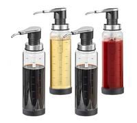 Ysislybin Sauce Pump Dispensers, 4 Pack 500ml Coffee Syrup Dispenser Sauce Squeeze Bottles Olive Oil Dispenser with Stainless Steel Pumps Ketchup Salad Honey Oyster Sauce Dressing Honey Oil Presser