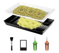 Ysislybin Trim Tray, Plant Tray with 15 * 10 Inch Filter Area Pollen Sieve with Scissors with Curved Blade Scissors with Straight Blade Magnifying Card Brush Grow Accessories for Various Herbs