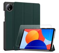 Ysjisy Cover for Xiaomi Redmi Pad SE 8.7 inch, Green PU Leather Wallet Booklet Flip Protective Case with 1 Piece Tempered Glass Screen Protector for Xiaomi Redmi Pad SE 8.7 Inch