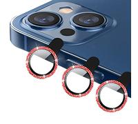 YSJJZRL 3 Pcs 9H Diamond Camera Lens Film,Glitter HD Tempered Glass Camera Cover Flash drill Lens Film For iPhone 13/13 Mini/13 Pro/13 Pro Max (For ip13 mini,Red)