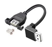 YSJJZRL 90° USB 2.0 Male to Female Extension Cable with Ears can be Fixed Various Chassis for USB Panel Mount (0.3M,Down-USB)
