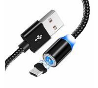 YSJJZRL Magnetic Cable,6.6ft Magnetic USB Micro Rotate Round Cable Durable Nylon Braided Cord with LED Indicator For USB Micro Devices-Black