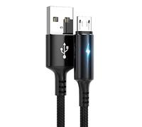 YSJJZRL USB Micro Cable,USB A to USB Micro LED 2A Fast Charging Braided Charge Cord Compatible with Galaxy S7 Edge S6 etc (2M,Black)