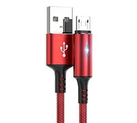 YSJJZRL USB Micro Cable,USB A to USB Micro LED 2A Fast Charging Braided Charge Cord Compatible with Galaxy S7 Edge S6 etc (1.2M,Red)