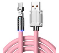 YSJJZRL USB Type C Cable Liquid Silicone LED 120W 6A 180 Degree Rotation Elbow Cable For Samsung S22 S21 S20 etc (1.5M,Pink)