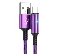 YSJJZRL USB Type C Cable,USB A to USB C LED 2A Fast Charging Braided Charge Cord Compatible with Samsung Galaxy S10 S9 S8 Plus,Note 9 8 (1.2M,Purple)