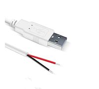YSJJZRL White USB Male/Female to Bare Wire Open End Cable DIY 2A 2 Cores Power Pigtail Repair Cable (0.3M,USB Male)