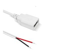YSJJZRL White USB Male/Female to Bare Wire Open End Cable DIY 2A 2 Cores Power Pigtail Repair Cable (0.3M,USB Female)