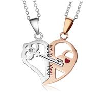 YSJNGF 1 Pair Couple Necklace Necklaces Stitching Cute Couples for Heart Promise Your Small Valentine present Stainless Steel