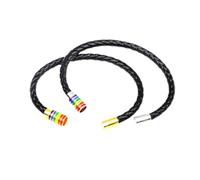 YSJNGF 2pcs Leather Bangle Gay Pride Wristband Rainbow for Men Colorful Adjustable Handmade Bracelet Accessories Jewelry European and American