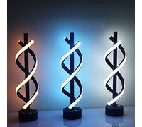 YSJNGF Bedside Lamp Cordless LED Spiral Table Lamp, Touch Dimmable Curved Desk Lamp, Rechargeable Night Light Small Bedside Lamp, 3 Brightness Levels, for Lounge Living Room, Black,Blue