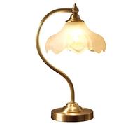 YSJNGF Bedside Lamp Glass Gold Brushed Brass Table Lamp 16.5" Tall Desk Reading Lamp Living Room Office Bedroom Study Room Desktop Light