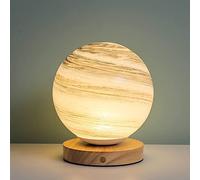 YSJNGF Bedside Lamp Glass Moon Planet Night Light with USB Powered Adjustable Color Brightness Moon Lamp Touch Control Dimmable Table Lamp for Bedroom Birthday Gift -5.9 Inches