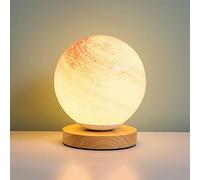 YSJNGF Bedside Lamp Glass Moon Planet Night Light with USB Powered Adjustable Color Brightness Moon Lamp Touch Control Dimmable Table Lamp for Bedroom Birthday Gift -5.9 Inches