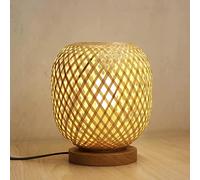 YSJNGF Bedside Lamp Woven Table Lamp Southeast Asia Strip Woven Lampshade Desk Light Eye-Caring Bedroom Bedside Night Light