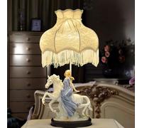 YSJNGF Blue and White Coastal Table Lamp 26.7" Extra Large Ceramic Table Lamp Princess Horse Girls Bedside Nightstand Lamp End Desk Lamp for Kids Bedroom Living Room Home Office Entryway