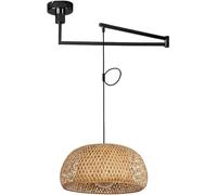 YSJNGF Boho Rattan Adjustable Swing Arm Pendant Kitchen Island Hand Woven Hanging Lamp Industrial Light Fixture Wicker Coastal Chandelier for Dining Room Bedroom